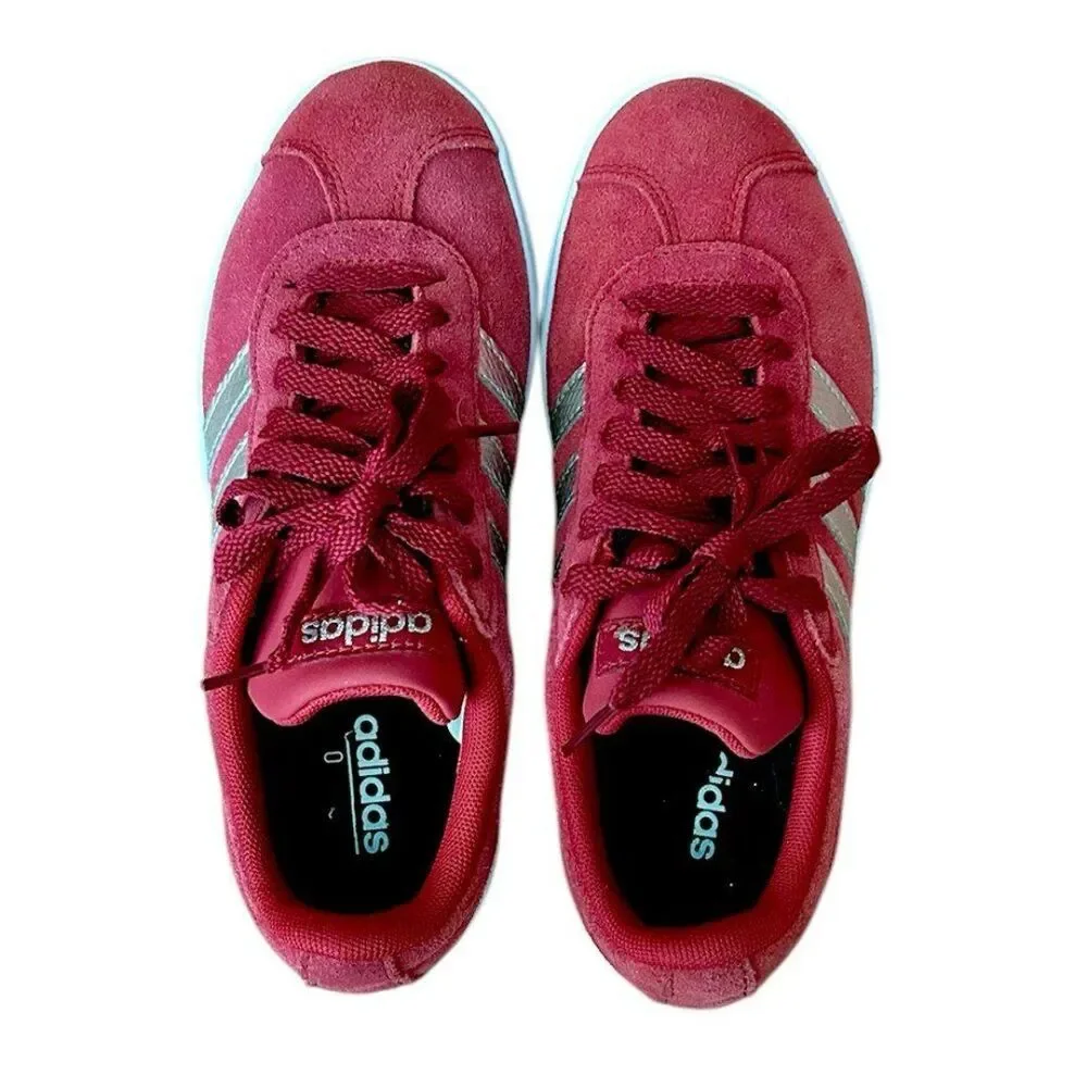 Adidas VL Court 2.0 Skateboarding Shoe Active Maroon/Platinum Metallic Size 6